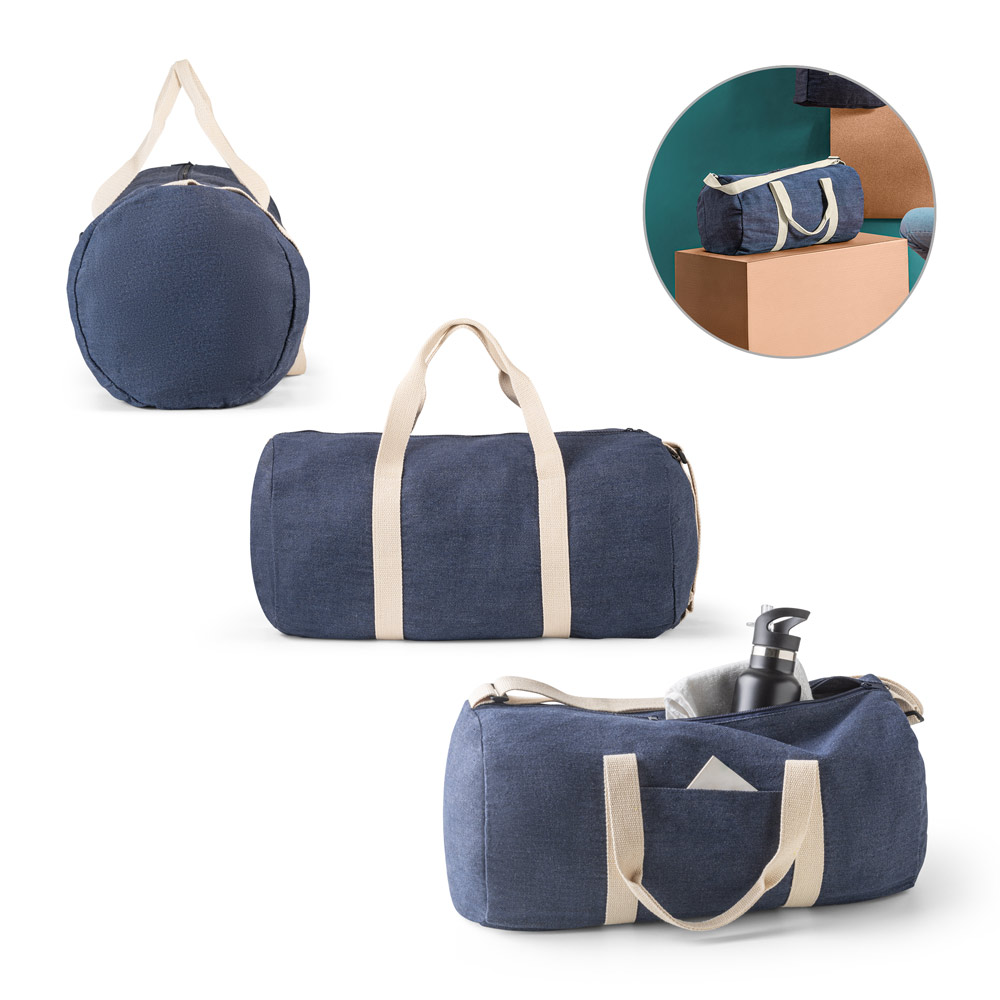 DENIM BAG. Sacola esportiva ou viagem em denim reciclado (300 g/m²)-92095