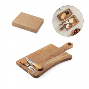 HAVEN. Tábua de queijos em madeira de acácia com 2 utensílios em madeira de acácia e aço inoxidável-54293